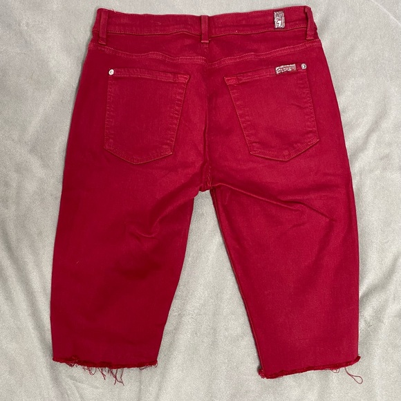 7 for all mankind red cut off jeans size 28. - Picture 2 of 4